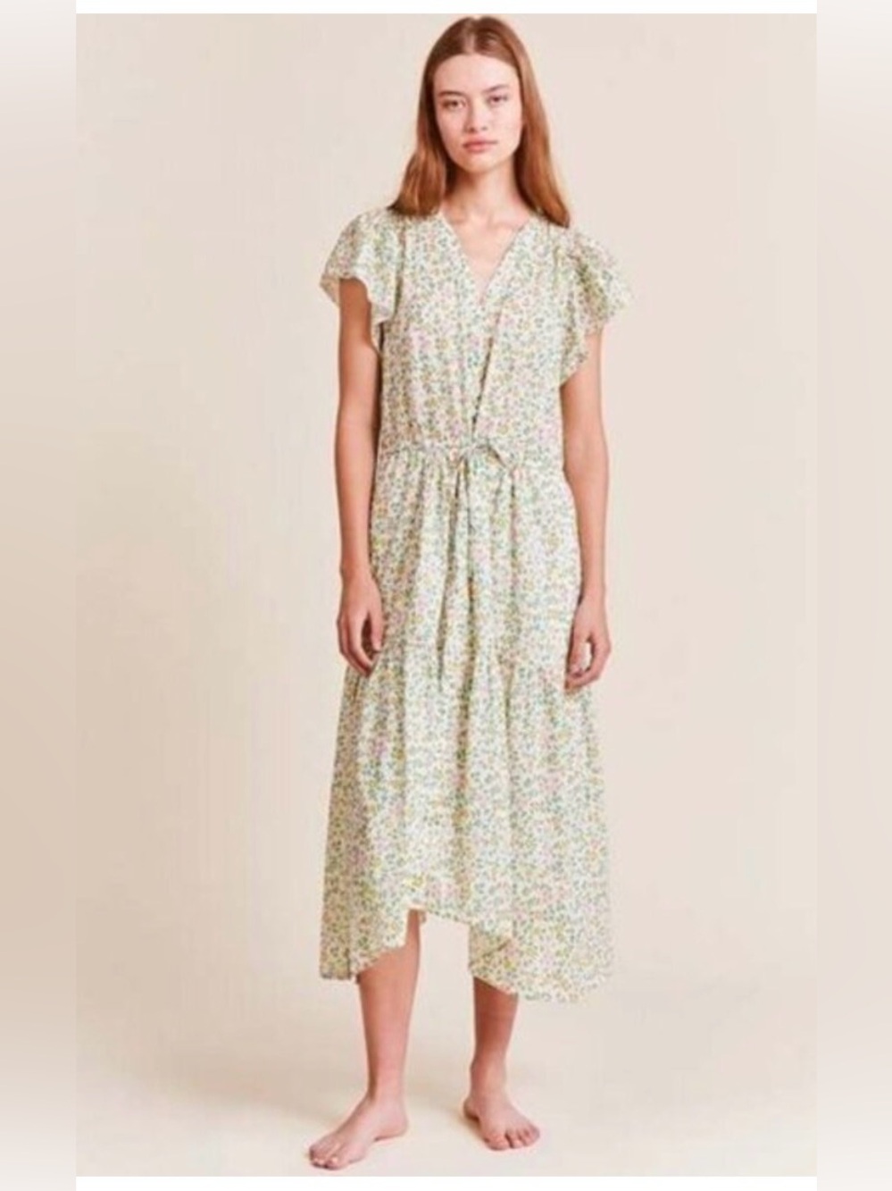 Birds of Paradise by Trovata White Floral Midi Dress Cottagecore